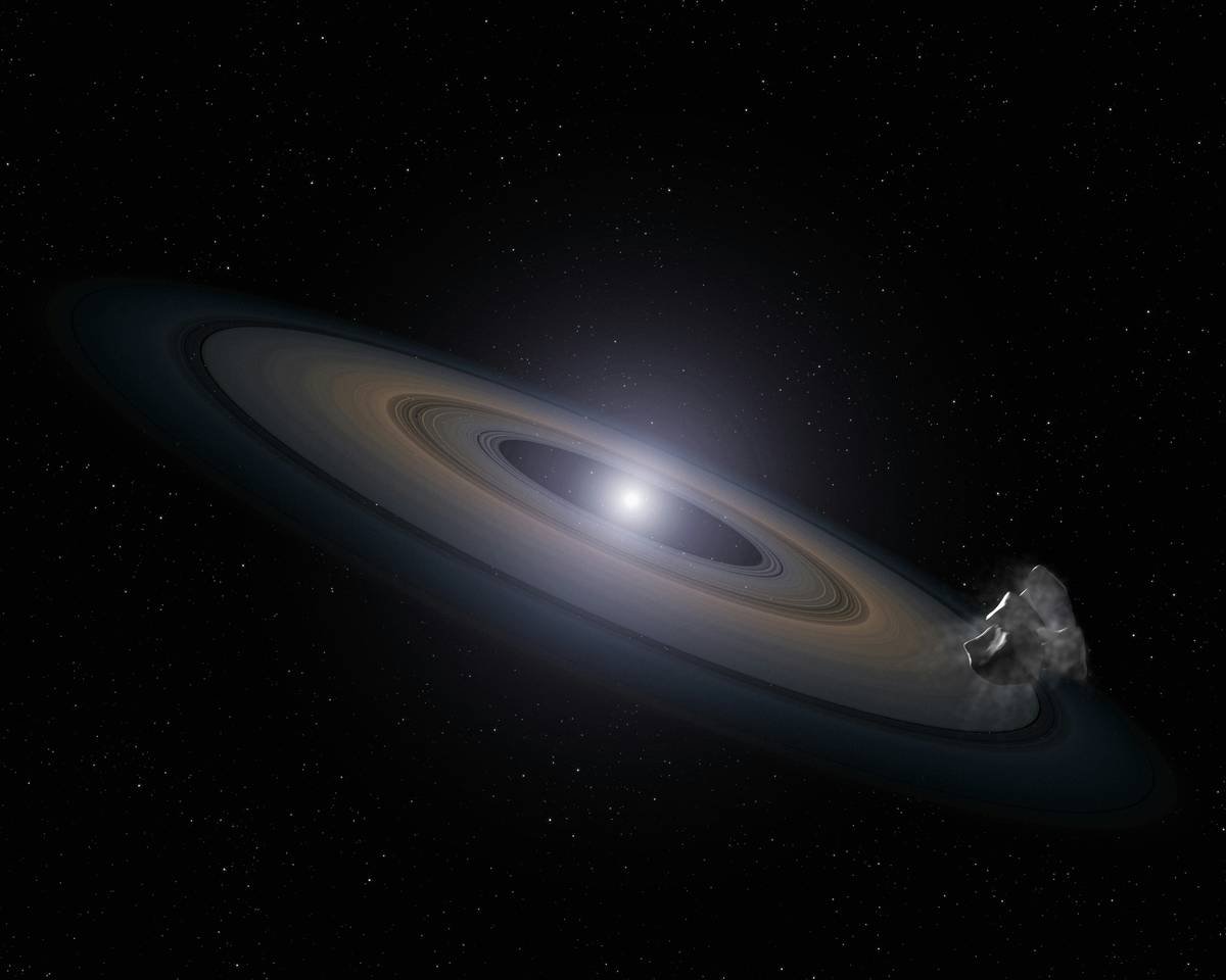 Artist's Impression of a White Dwarf 'Polluted' with Planet Debris Caption This is an artist's impression of a burned-out star, called a white dwarf, accreting rocky debris left behind by the star's surviving planetary system.